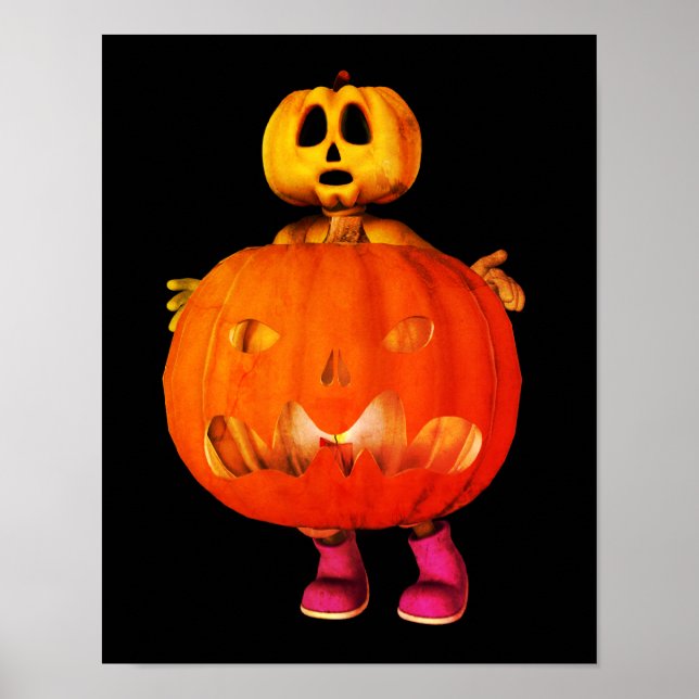 Pumpkin Man With Jack O Lantern Halloween  Poster (Front)
