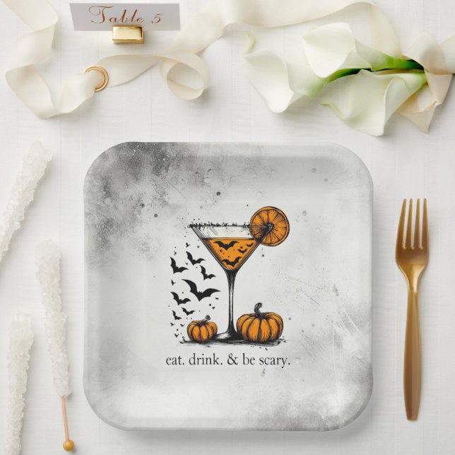 Pumpkin Martini Paper Plate (Wedding)