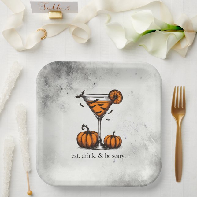 Pumpkin Martini Paper Plate (Wedding)
