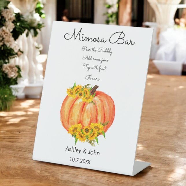 Pumpkin Mimosa Bar Fall Wedding Pedestal Sign (Creator Uploaded)