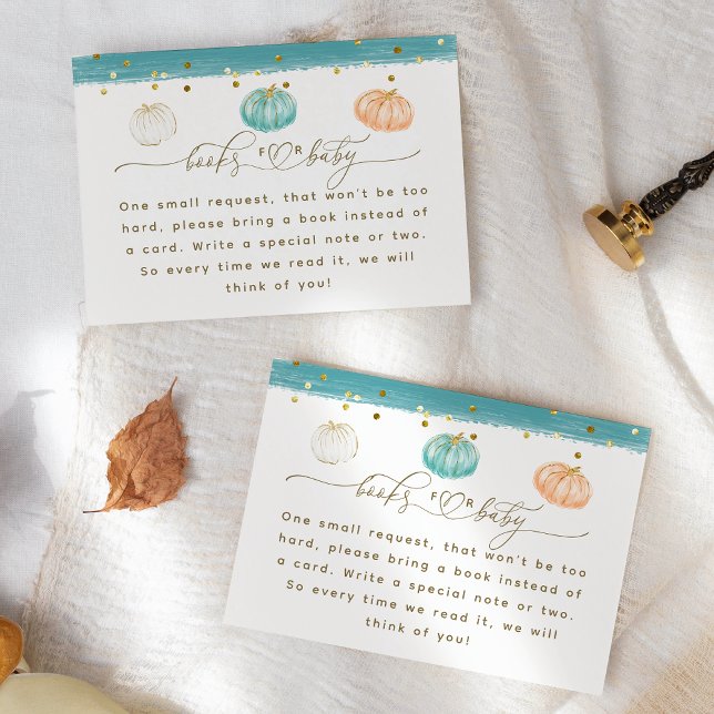 Pumpkin Minimalist Modern Fall Baby Boy Shower Enclosure Card (Creator Uploaded)