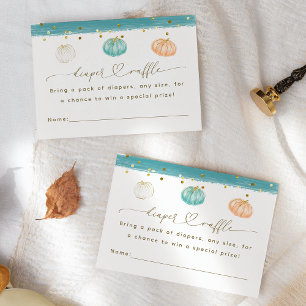 Pumpkin Minimalist Modern Fall Baby Boy Shower Enclosure Card