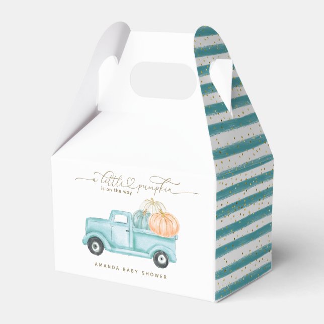 Pumpkin Minimalist Modern Fall Baby Boy Shower Favour Box (Front Side)