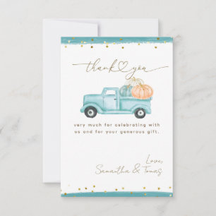 Pumpkin Minimalist Modern Fall Baby Boy Shower Thank You Card