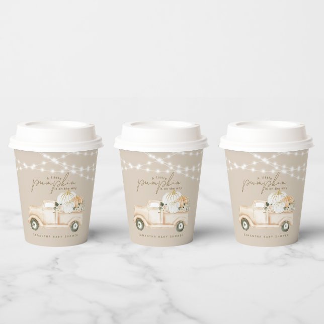 Pumpkin Minimalist Modern Fall Baby Shower Paper Cups (Multi)