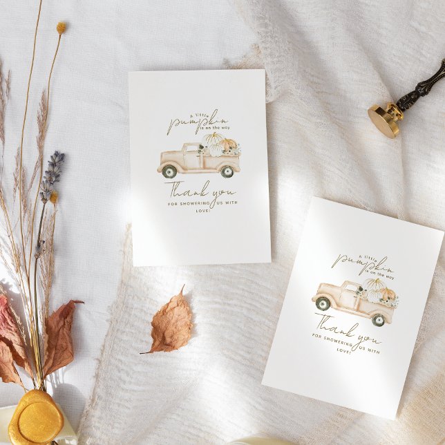 Pumpkin Minimalist Simple Modern Fall Baby Shower Thank You Card (Creator Uploaded)