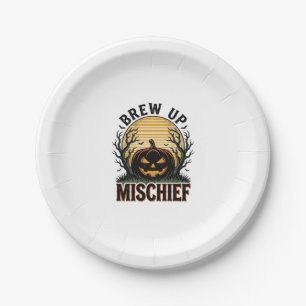 Pumpkin Mischief Shirt Vintage Halloween Graphic_1 Paper Plate
