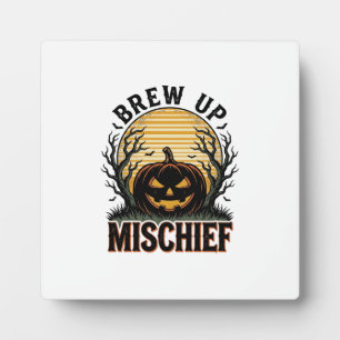 Pumpkin Mischief Shirt Vintage Halloween Graphic_1 Plaque