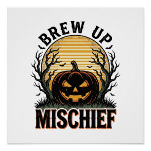 Pumpkin Mischief Shirt Vintage Halloween Graphic_1 Poster