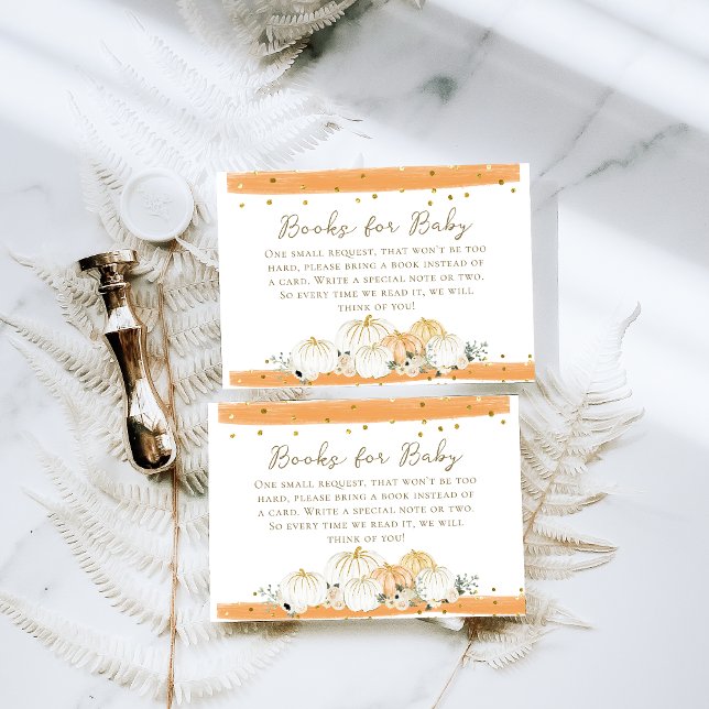 Pumpkin Modern Fall Baby Shower Book Request Enclosure Card (Creator Uploaded)