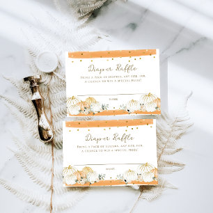 Pumpkin Modern Fall Baby Shower Diaper Raffle Enclosure Card