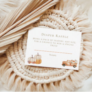 Pumpkin Modern Fall Diaper Raffle Baby Shower Enclosure Card