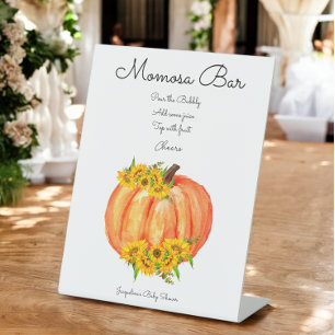 Pumpkin Momosa Bar Fall Baby Shower Pedestal Sign