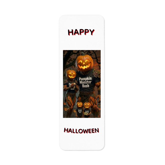 Pumpkin Monster Bash Halloween Return Address Labe (Front)