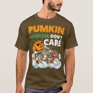 Pumpkin Monster Lazy Halloween Costume Funny Skele T-Shirt
