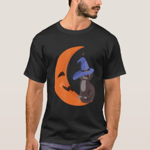 Pumpkin Moon Smiling Halloween Spooky Cat Costume T-Shirt