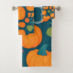 Pumpkin Mosaic Colorful Personalized Pattern Bath Towel Set