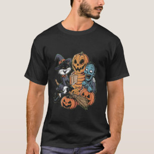 Pumpkin Mummy Zombie Black Cats Halloween Kitty T-Shirt