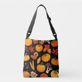 Pumpkin mushrooms fall autumn Thanksgiving pattern Crossbody Bag