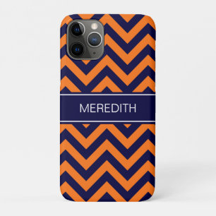 Pumpkin Navy LG Chevron Navy Blue Name Monogram Case-Mate iPhone Case