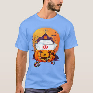 Pumpkin Nurse Funny Scary Halloween Costume Girls T-Shirt