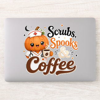 Pumpkin Nurse Scrubs Spooks Coffee Halloween