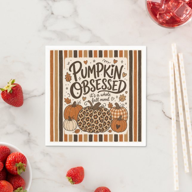 Pumpkin Obsessed Cosy Fall Mood Dining Napkins (Insitu)