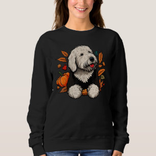 Pumpkin Old English Sheepdog costume on Bobtail Ha Sweatshirt