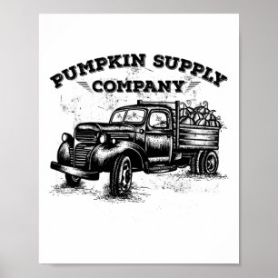 Pumpkin Old Truck Vintage Antique Fall Season Gift Poster