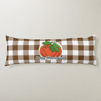 Pumpkin on Brown Plaid - Happy Thanksgiving