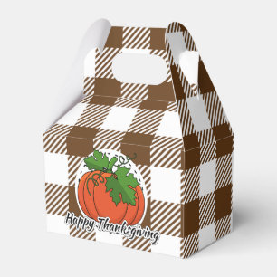 Pumpkin on Brown Plaid - Happy Thanksgiving Favour Box