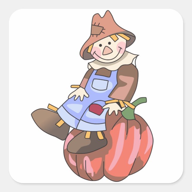 Pumpkin on Scarecrow Square Sticker (Front)