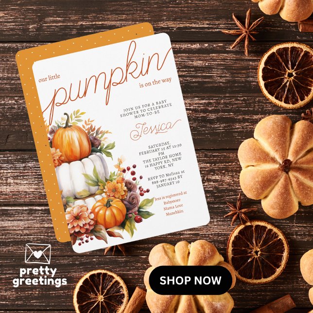 Pumpkin On The Way Diaper Cake Fall Baby Shower Invitation (Creator Uploaded)