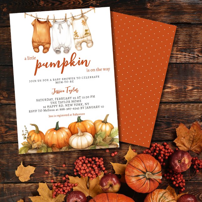 Pumpkin On The Way Laundry Unisex Baby Shower Invitation (Creator Uploaded)