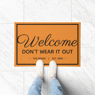 Pumpkin Orange and Black Funny Fall Autumn Welcome Doormat