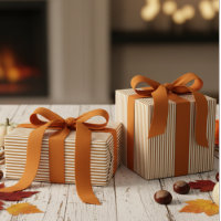 Pumpkin Orange and White Stripes Pattern