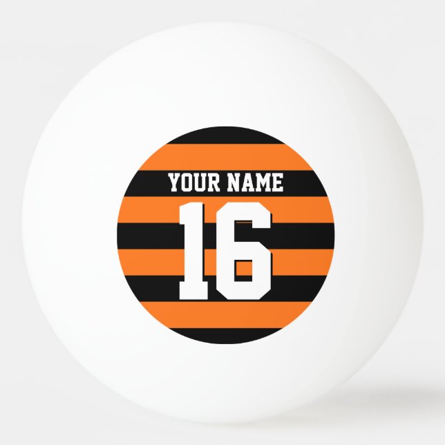 Pumpkin Orange Black Team Jersey Preppy Stripe Ping Pong Ball (Front)
