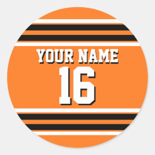 Pumpkin Orange Blk Team Jersey Custom Number Name Classic Round Sticker