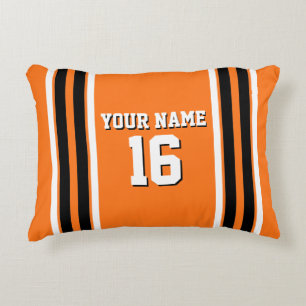 Pumpkin Orange Blk Team Jersey Custom Number Name Decorative Cushion