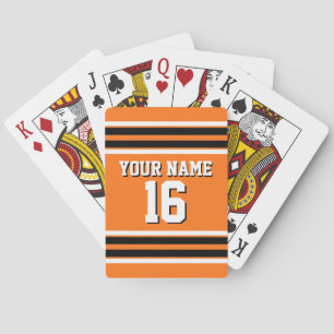 Pumpkin Orange Blk Team Jersey Custom Number Name Playing Cards