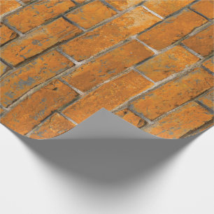Pumpkin Orange Brick Wall Pattern Wrapping Paper