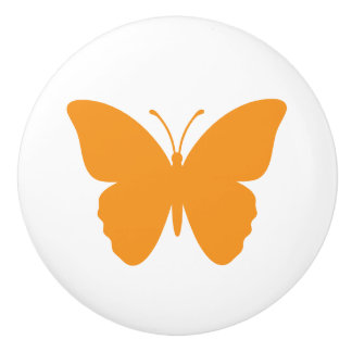 Pumpkin Orange Butterfly Silhouette Playful Colour Ceramic Knob