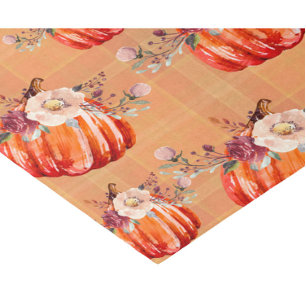 Pumpkin orange fall floral plaid check autumn tissue paper