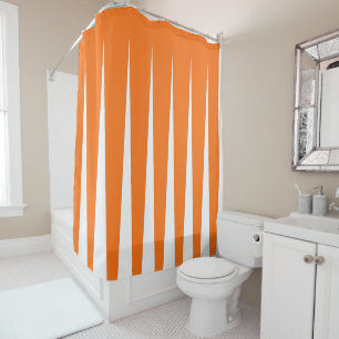 Pumpkin Orange Faux Pleated Shower Curtain