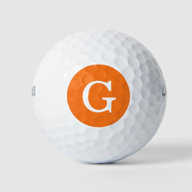Pumpkin Orange Initial Monogram Golf Balls (Front)