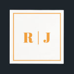 Pumpkin Orange Monogram Simple Fall Autumn Wedding Napkin<br><div class="desc">Designed with text template for monogrammed initials which you can customise!</div>