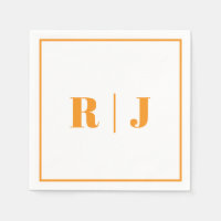 Pumpkin Orange Monogram Simple Fall Autumn Wedding