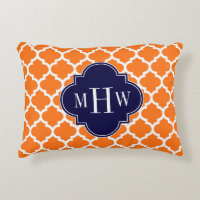Pumpkin Orange Moroccan #5 Navy 3 Initial Monogram