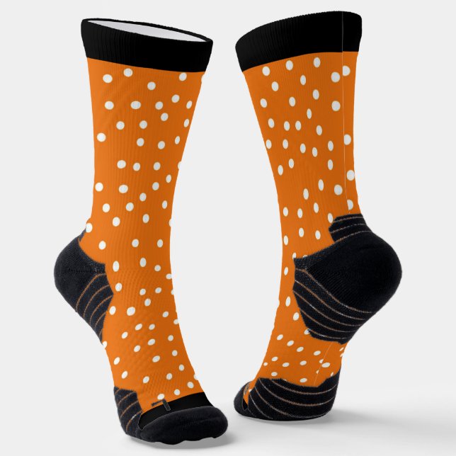 Pumpkin Orange Poke A Dot Design Socks (Angled)