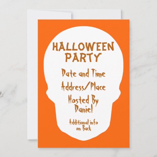 Pumpkin Orange Skull Minimal Invitation (Front)